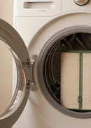 Mudroom Co shoe wash bag loaded in a front loader washing machine