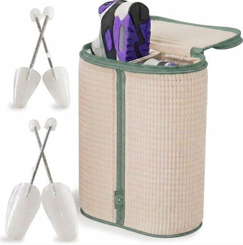 Mudroom Co Shoe Wash Kit in Chalk - three compartment shoe wash bag for washing white runners in the washing machine